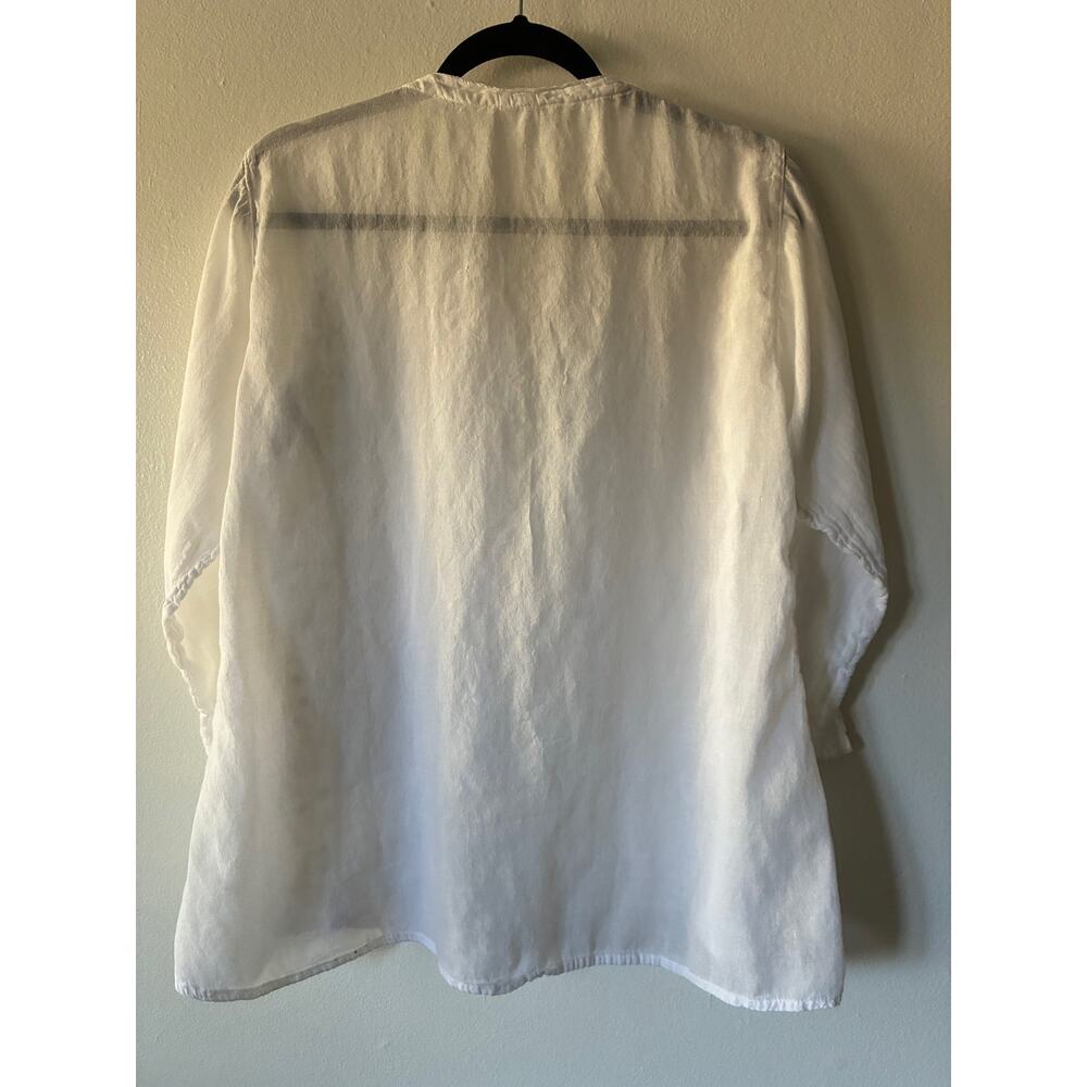 Vintage White Embroidered Rayon Blouse Womens M Boho Cottagecore Button Front - Picture 10 of 11